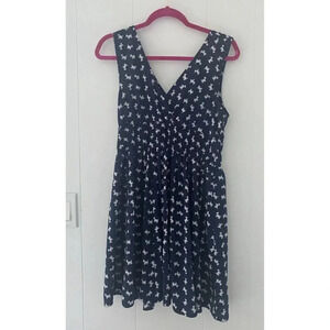 Derek Heart Scottie Dogs Sleeveless Mini Dress Navy white Size Medium